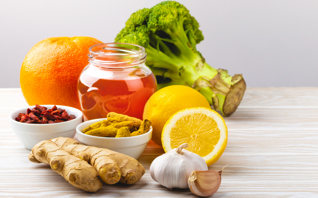 immune fighting ingredients like broccoli, lemon, ginger and cinnamon